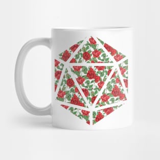 Red Rose Vintage Pattern Silhouette D20 - Subtle Dungeons and Dragons Design Mug